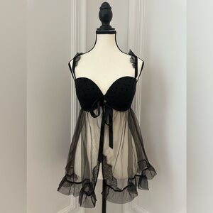 Victoria’s Secret NWT Sexy Sheer Babydoll Lingerie Intimate Slip Mini Dress- 36D